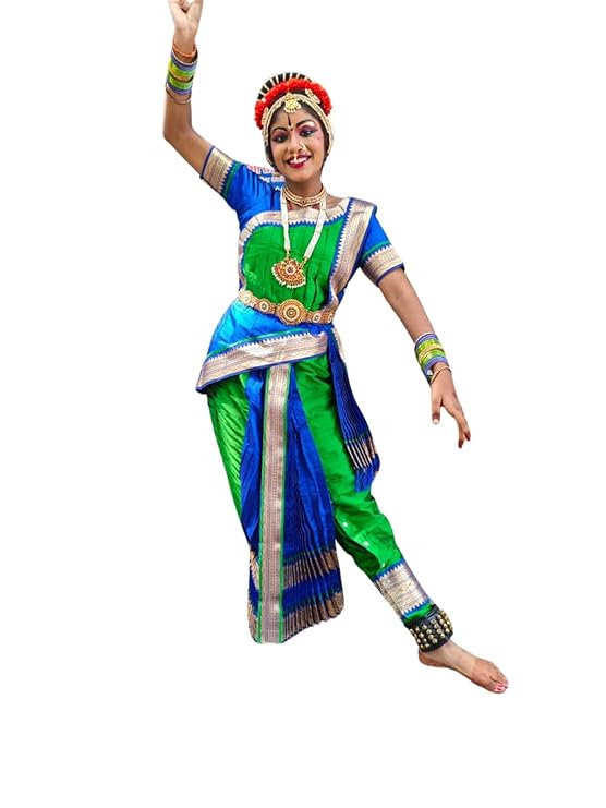 NATYAM Kuchipudi Dance Dress for Girls, Indian Dance Costume, Large Size - Image 2